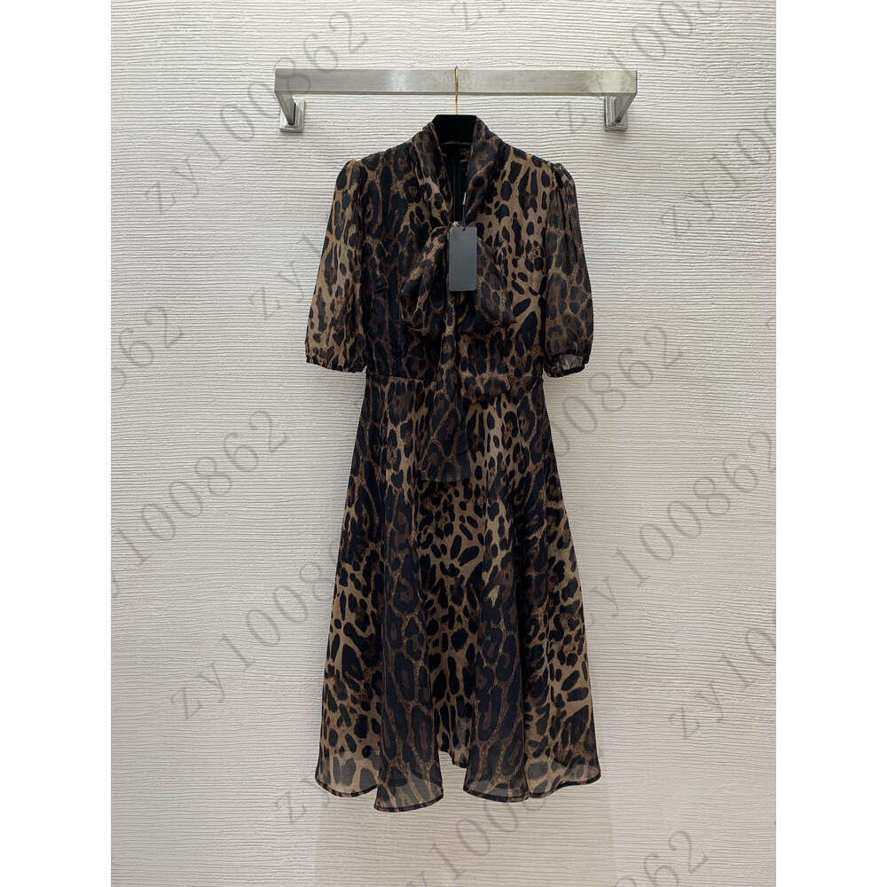 Brand women dress Designer skirt womens short sleeve dresses Fashion Logo Sexy leopard print vacation Bow float lead dress Aug 12 5fad
