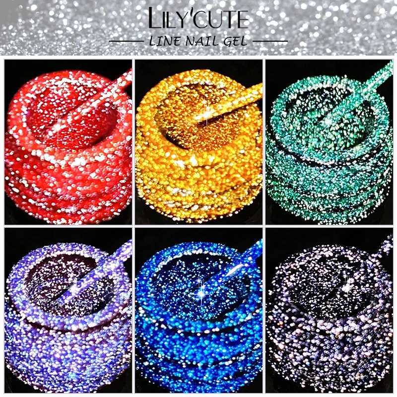 LILYCUTE 5ML Silver Reflective Glitter Pull Liner Gel Nail Polish Super Bright Sparkling Painting Lines Nail Art UV Gel VarnishM240814