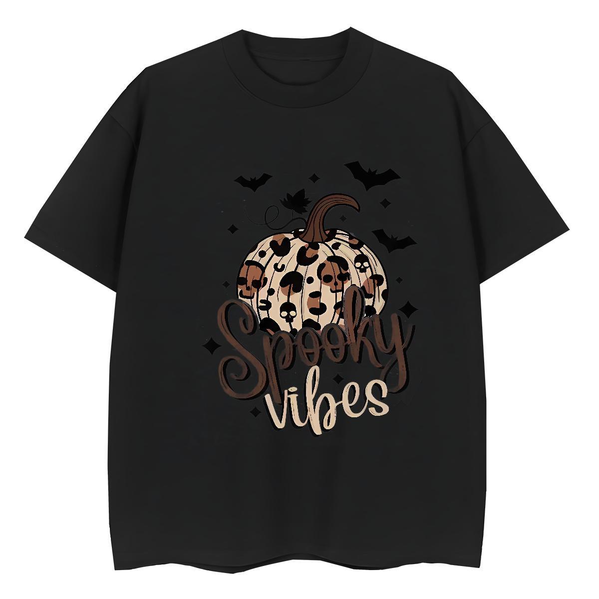 Loose Fit T-Shirts pumpkin Crew Neck High Street Hip Hop Floral Print 230g Pure Cotton Men Tshirts DIY Clothes