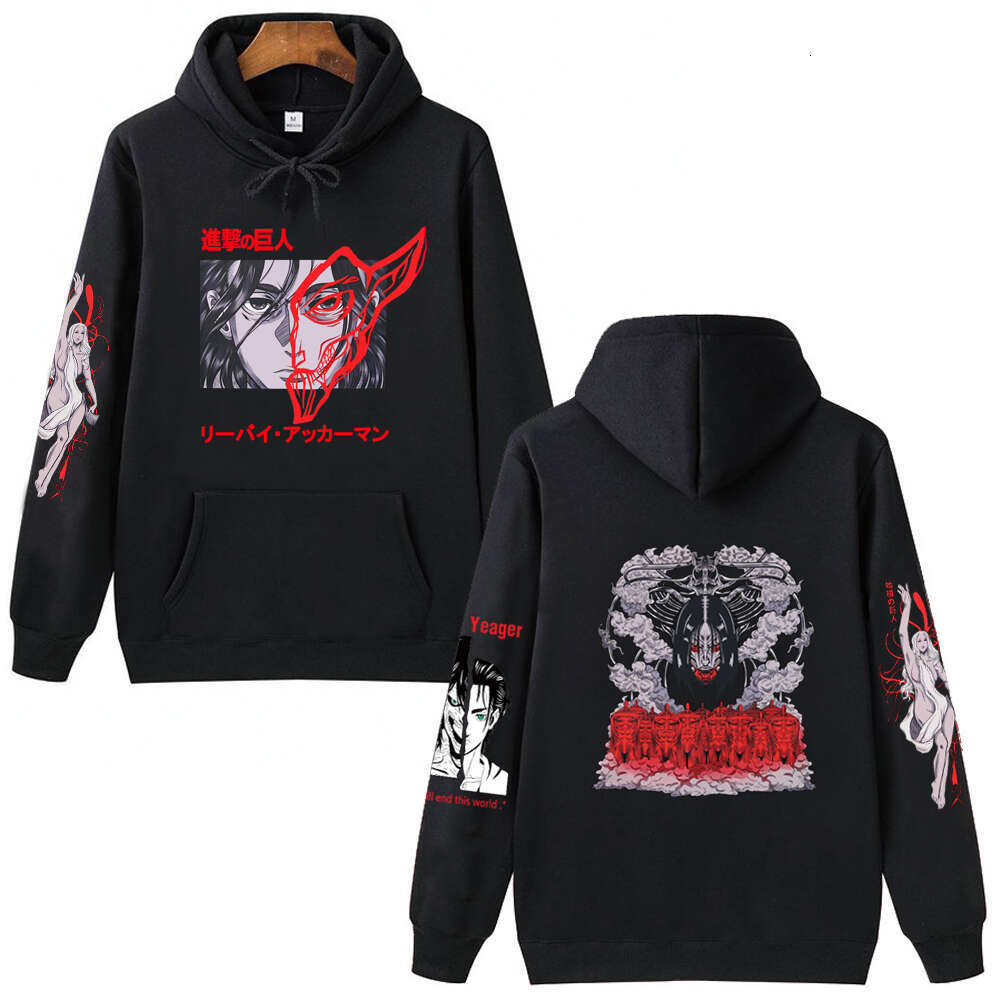 Attack Anime On Titan Hooded Yeager Eren Print Plus Size Hoodie Men Women Sweatshirts Haruku Unisex Long Sleeve Pullover
