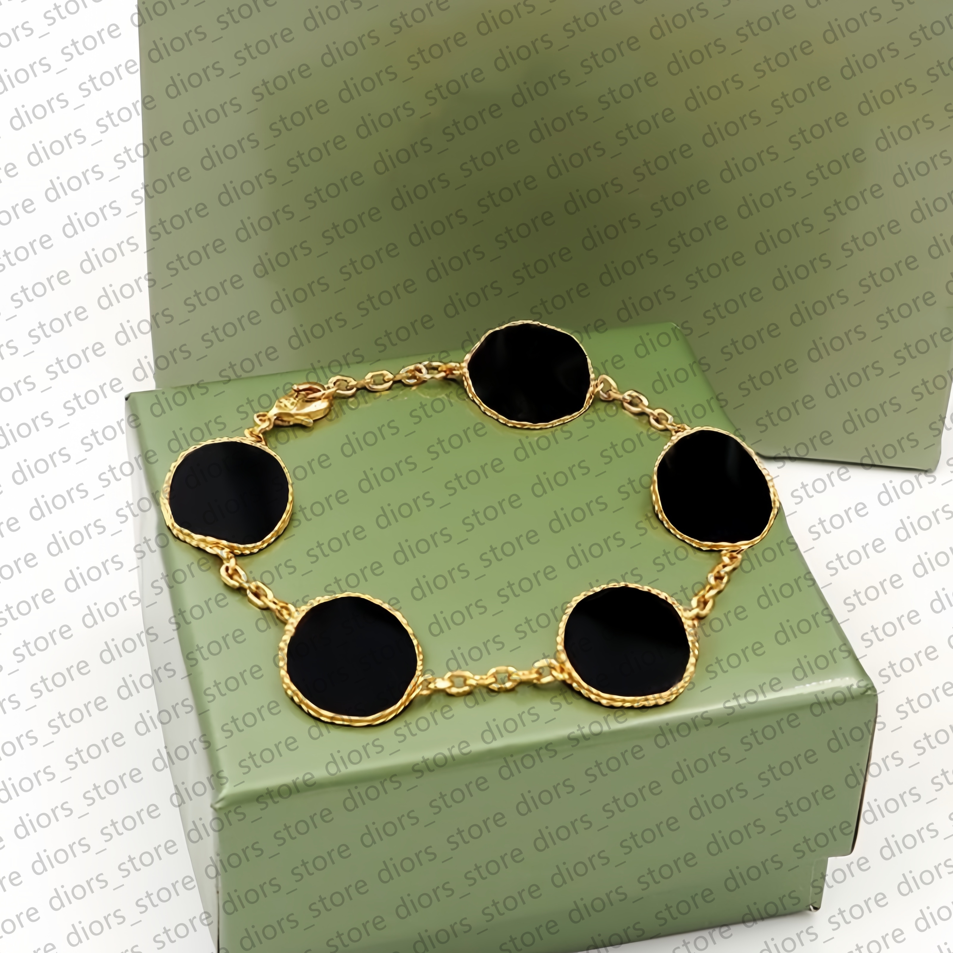 Classic Designer Bracelets Bangle Flower Pendant Charm Clover Bracelet Gem Agate 18K Gold Plated Link Chain Bracelet For Women Designer Jewelry