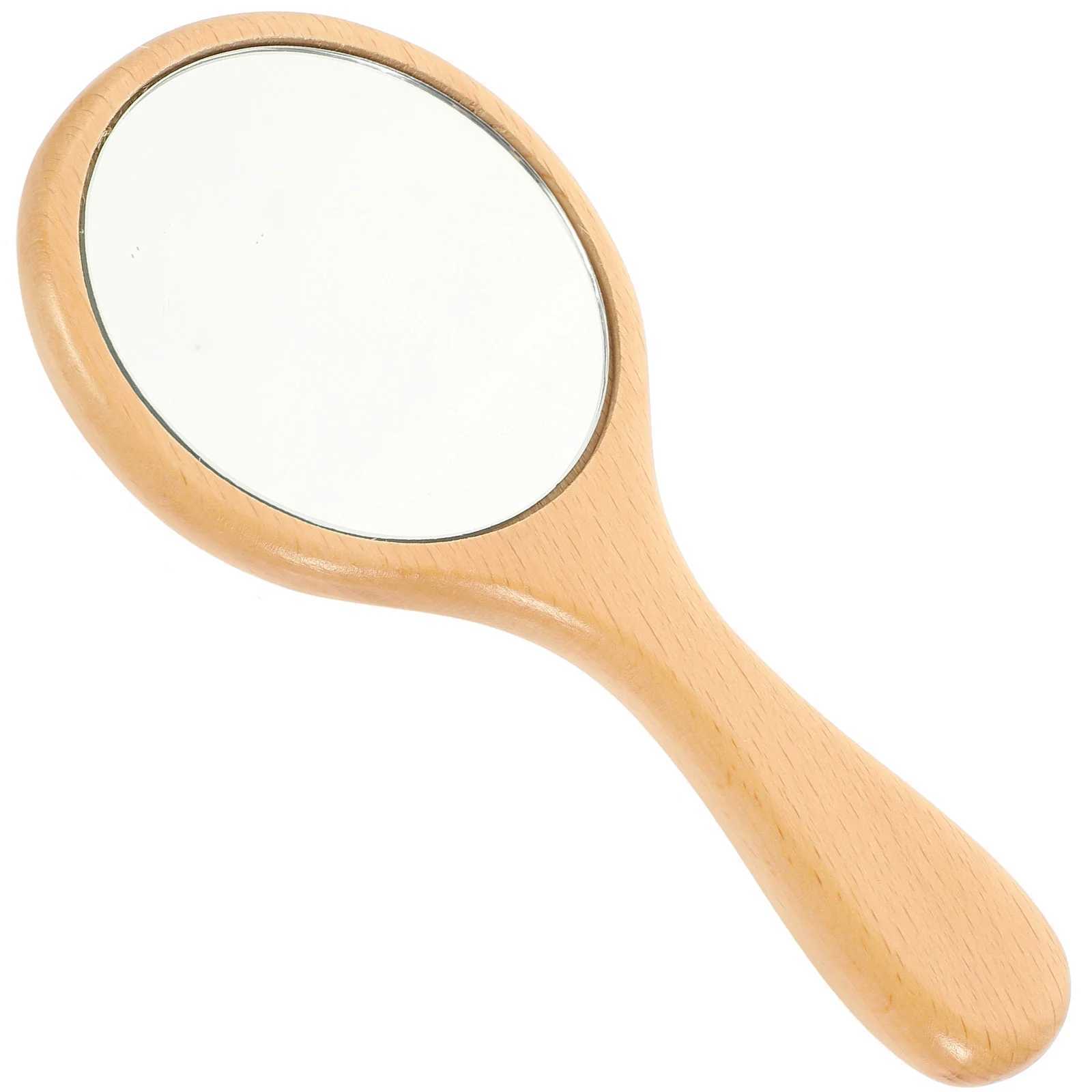Hand mirror wooden makeup decoration hand mirror girl travel makeup W240813