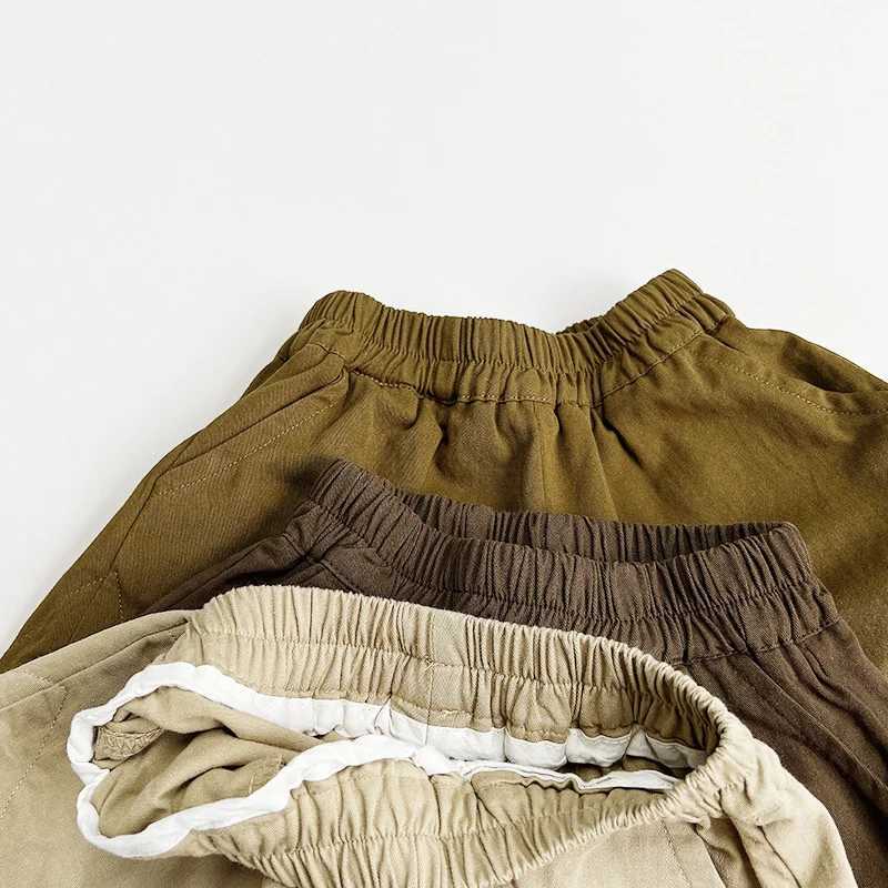 Summer Children Shorts 1-8Y Boys Girls Cotton Daily Shorts Solid Color Casual Mens Clothing Korean Preschool Clothing Childrens Clothing 2024 New Edit