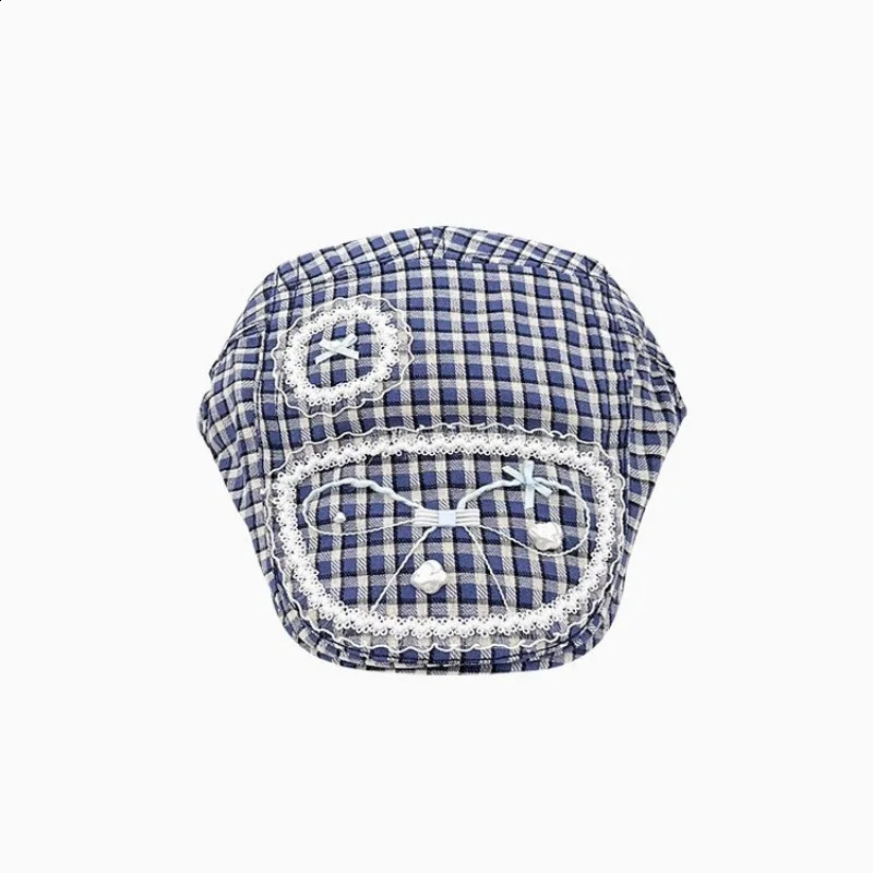 Japanese Sweet Y2k Bow Plaid Forward Hat Women Spring and Summer Casual Versatile Lace Pearl Literary Sunshade Painter Cap 240805