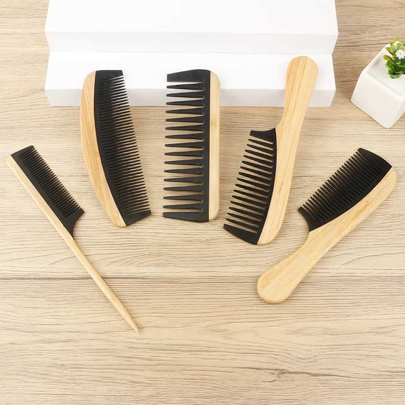Natural bamboo and wood tail hair comb anti-static hair care healthy massage closed teeth comb W240813