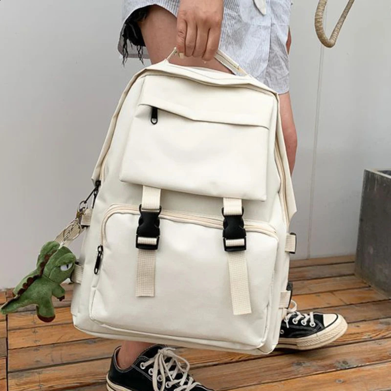 Workwear Solid Color Large Capacity Schoolbag Korean Version Fashion Simple Casual Mens Backpack College Student Backpack Women 240813