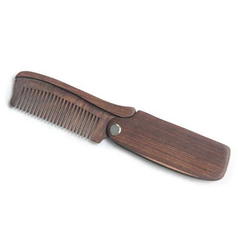 Mens Beard Comb Kit Foldable Wooden Comb PU Leather Box Mens Beard Care Beauty Mustard Styling Tool Mens Barber Ideal Gift W240813