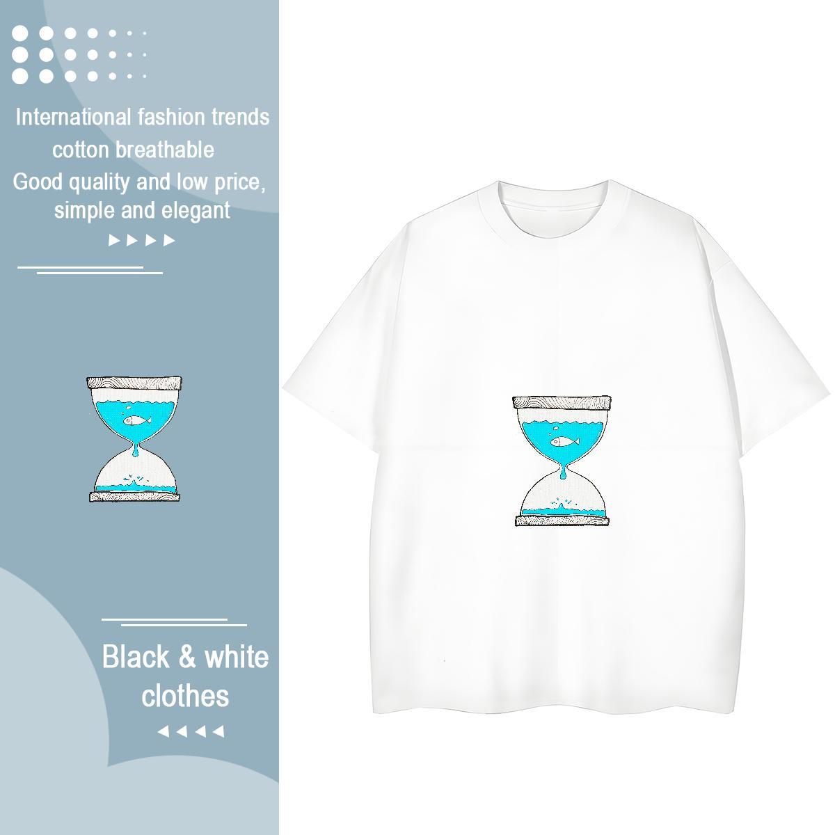 Brand Men T Shirts fish Breathable Soft Hip Hop Anime 230g Pure Cotton Tshirts Designer Fashion Tops Shirt