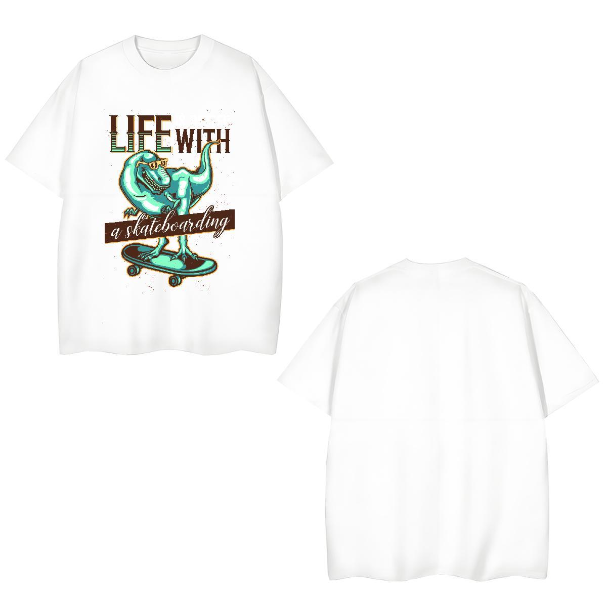 Cool T-Shirts for Men dinosaur Crew Neck Breathable Casual Daily Wear Cartoon Printing L-4XL 230g 100% Cotton Men Tshirts Wholesale Top Tees