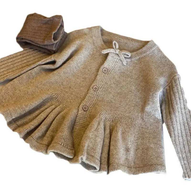 Autumn Winter Fashion Harajuku Kawaii girls knitted cardigan wool sweater fully matched childrens clothing long sleeved childrens top pure cotton swea