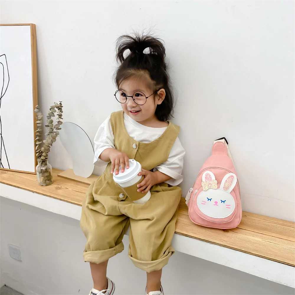 Cute bunny cross bag girl mini bunny canvas bag new chest bag childrens wallet large capacity waist bag shopping bag W240906