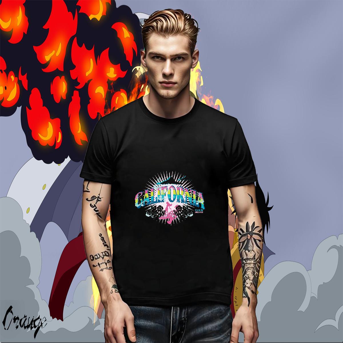 Wholesale Men Tops Tees Beach 230g Cotton Cartoon Print Pure Cotton letter T-Shirts for Men 2024 Summer Tees Shirts