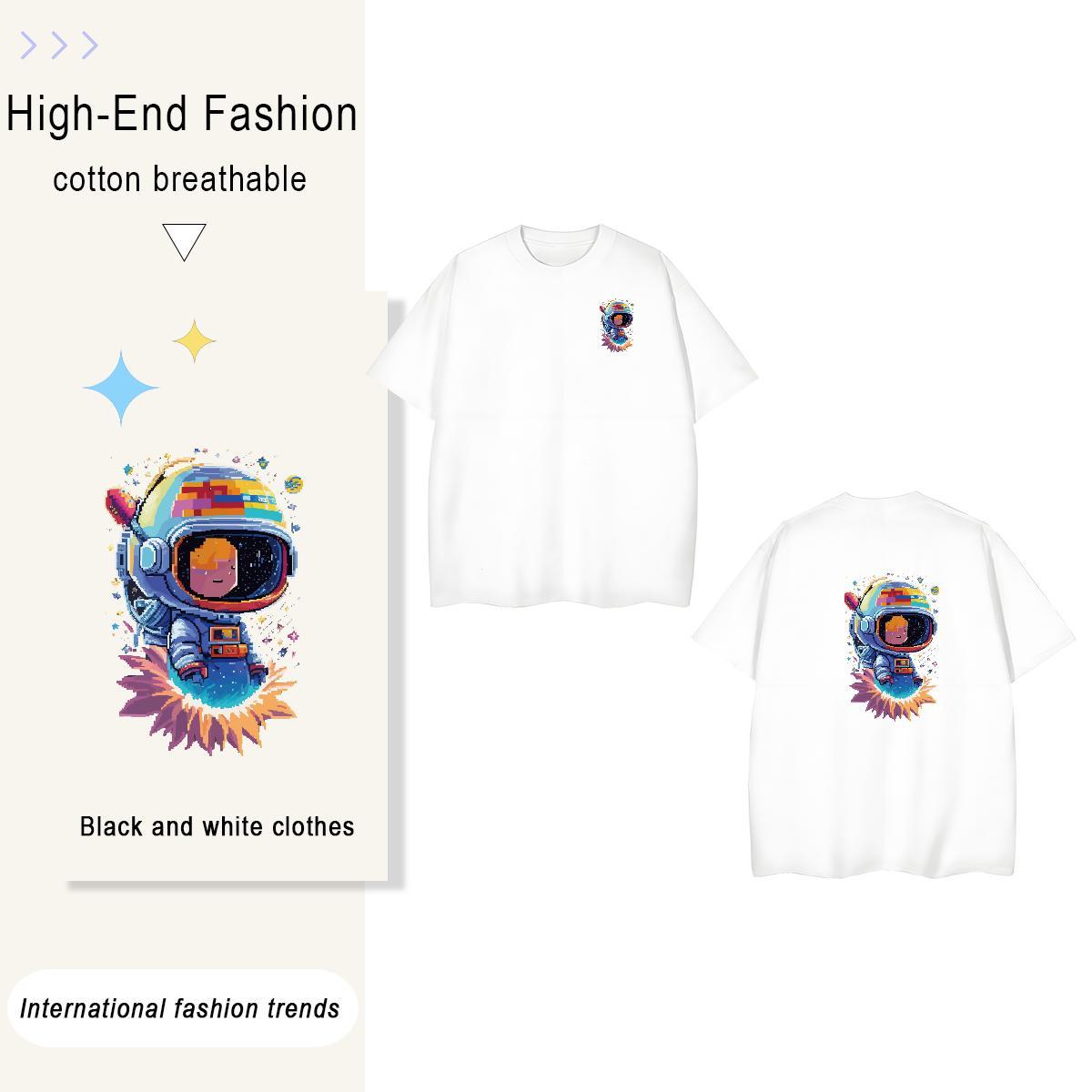 T shirt 230g 100% Cotton universe Summer Casual Pure Cotton White Plus Size Tshirt for Man Woman DIY Free Shipping Tshirts