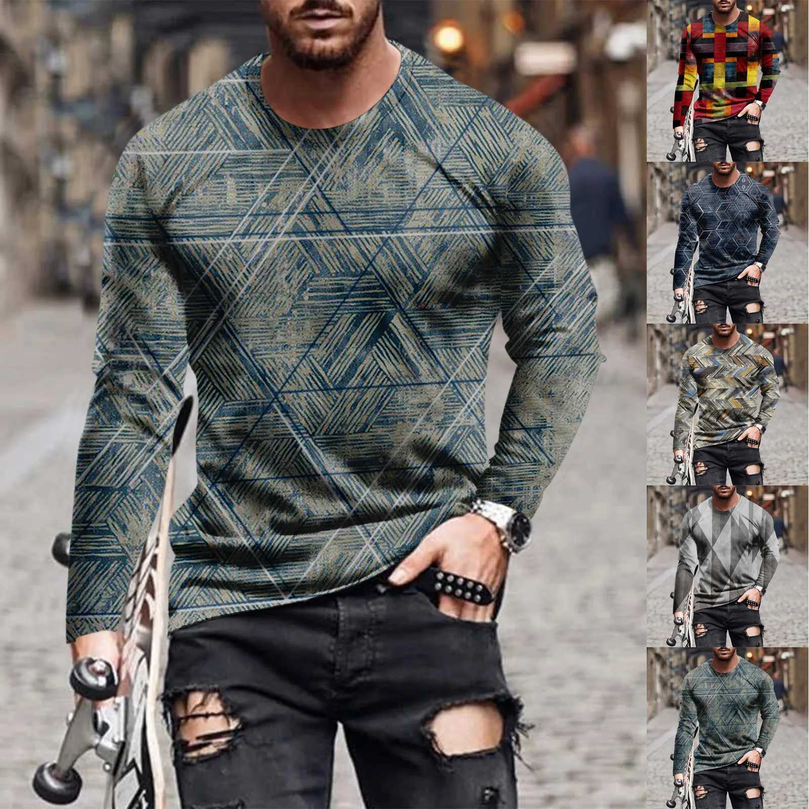 Vintage MenS T-Shirt Men Letter Graphic T Shirts Cotton 3d Print Long Sleeve Tees Henley Shirt Oversized Man Clothing TopsM240814