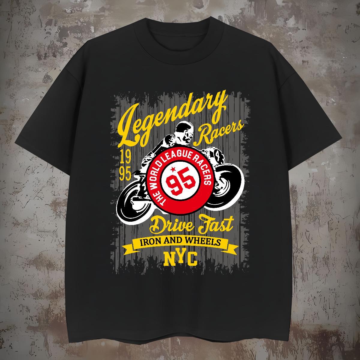 Loose Motorcycle Mens T Shirts Casual Daily Wear Men Tshirts 230g 100% Cotton 2024 Designer O-Neck Short Sleeve Custom Print Oversized Top Tees