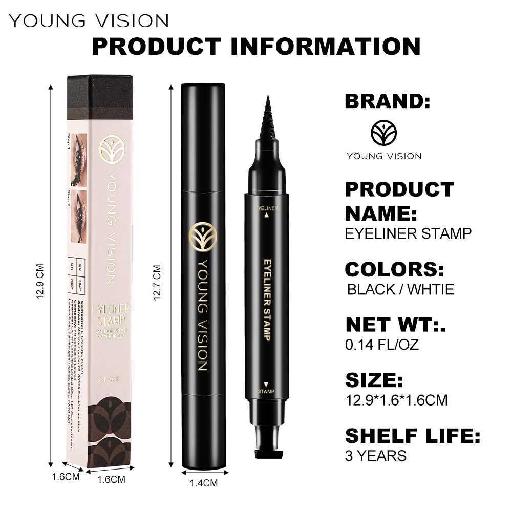 YOUNG VISION Black Double Head Seal Eyeliner Liquid Pen Is Not Easy To Smudge Triangle Eyeliner Pen Y240813