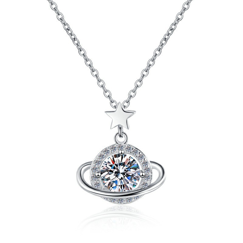 Soild 100% S999 Sterling Silver Circle Pendant Simple Ladies Jewellery Ins Top Sell Round White Moissanite Diamond Gemstones Party Women Wedding Beach