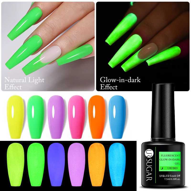 UR SUGAR 7.5ml Fluorescent Glow-In-Dark Gel Nail Polsih Summer Neon Luminous UV LED Nail Art Gel Varnish Manicure DecorationM240814