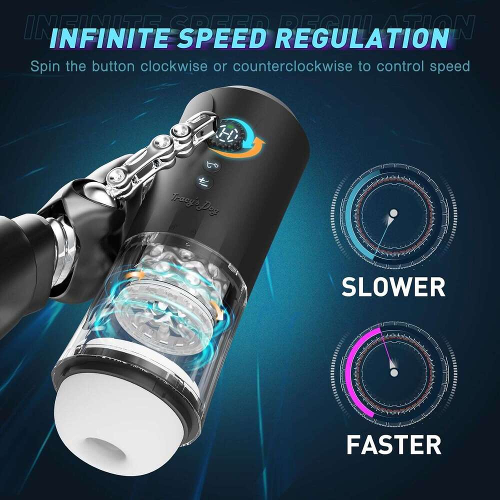 Tracy's Dog automatic male device, adult sex toy, with 5 thrust rotation vibration modes, hands-free electric male massager, unlimited speed adju