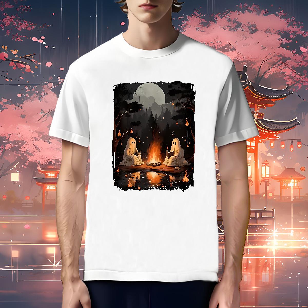 Loose T-Shirts halloween Crew Neck Breathable High Street Hip Hop White Plus Size 230g Cotton Mens Tshirts 2024 New Tops