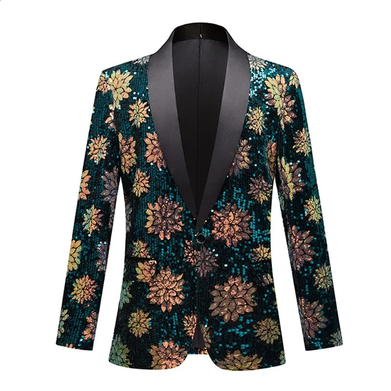 2024 European plus size mens sequins British style nightclub gentleman hosting ultra-thin handsome bar wedding dress 240814