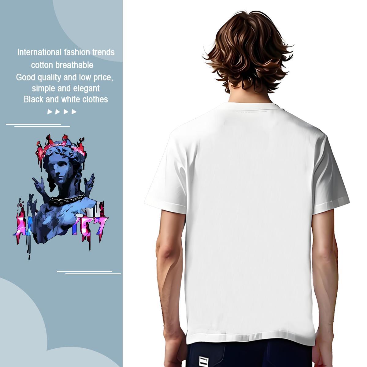 T Shirt For Man 230g Cotton portrait Casual Crew Neck Breathable Skull Men Tees Brand Cool Tops Tees