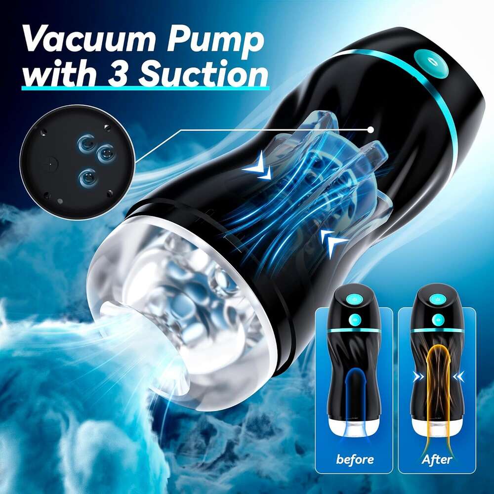 EINSEO Automatic Sucking Male Device - Upgraded Version with 7 Vibration and Suction Hands Free Pocket for Female Male Massager 3D Realistic Texture T