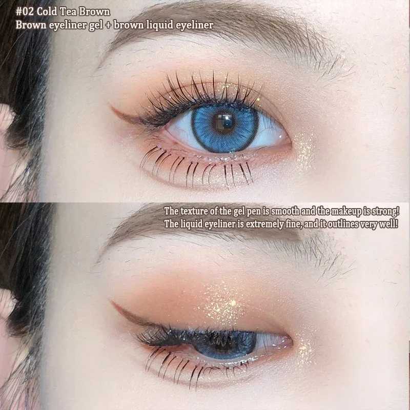 2 In 1 Brown Gel Eyeliner Pencil Ultra-slim Liquid Eye Liner Shadow Pen Smooth High Pigment Silkworm Gel Pen Lasting Eyes Makeup Y240813