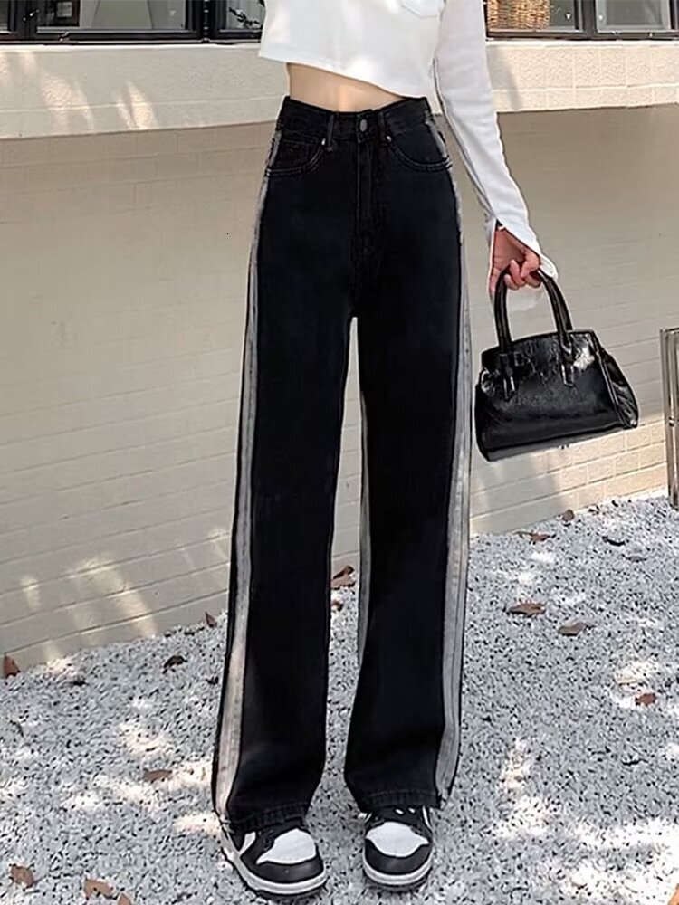 2024 autumn and winter new women's designer straight tube loose fit high waist slim fit wide leg floor pants 63