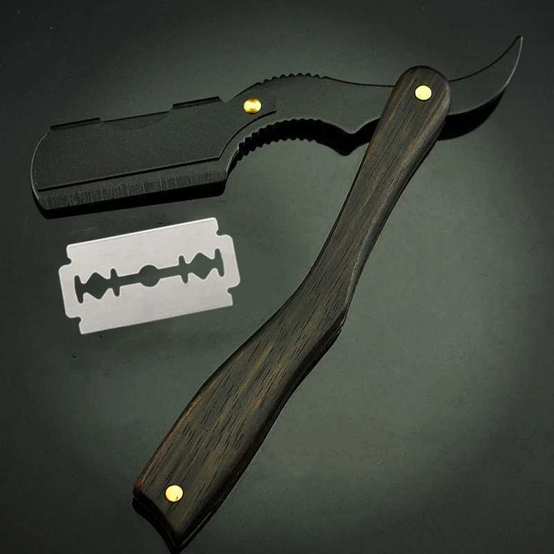 Barber Shop Professional Manual Straight Razor Men Shaving Razors Wood Handle With 10pcs Blade G1124M240814