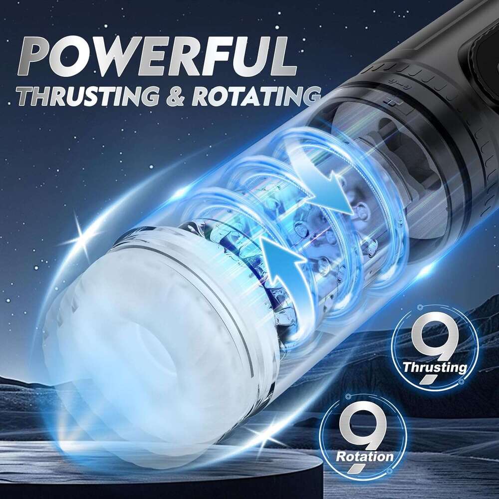 Male adult sex toy - Automatic male sex toy pump with 9 suction, thrust, and rotation modes, 3D realistic texture adult toy sex toy machine, pocket ca