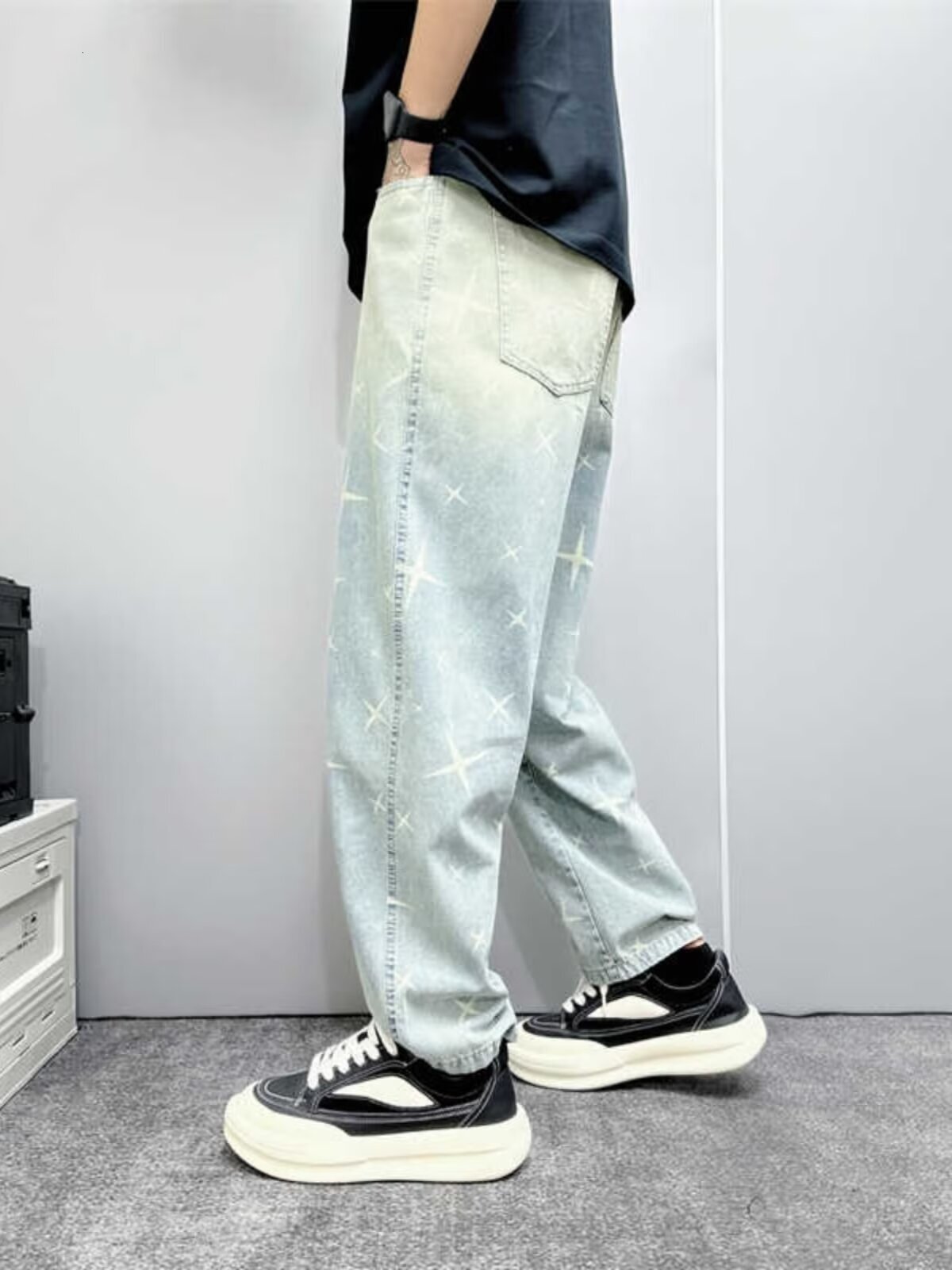 15 2 American summer jeans men's versatile design trendy fashion slim casual pants
