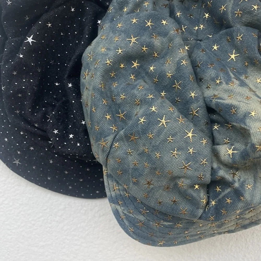 Simple Y2K Vintage Cloud Hat Cool Sweet Star Berets Cap Rough Edge Korean Style sboy Cap School 240805