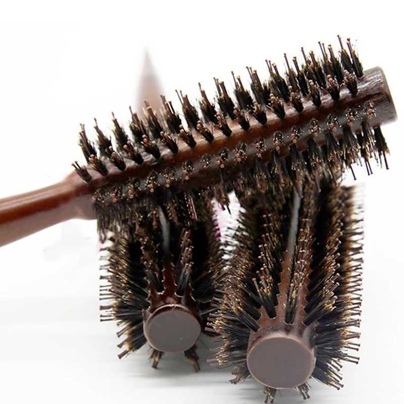 Anti static wood bristle brush circular brush barber styling tool teasing brush curly hair comb W240813