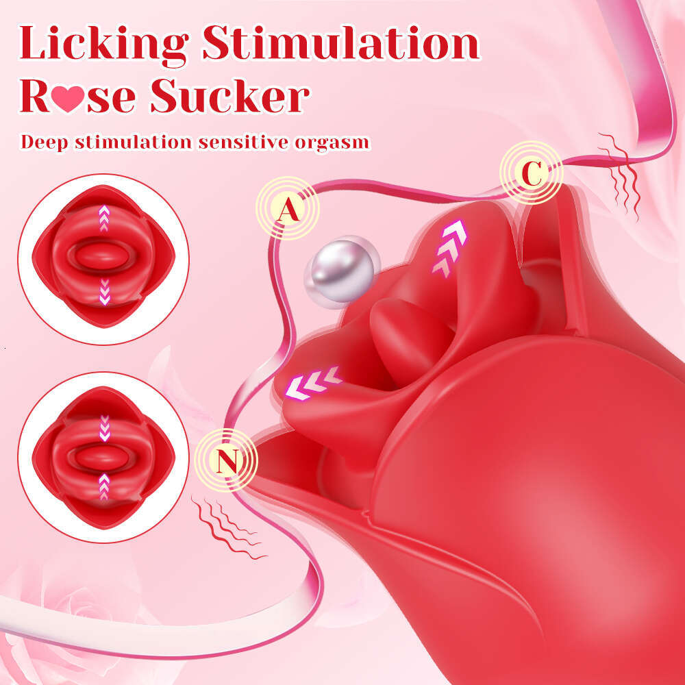 Rose-Toy Oral Biting Vibrator Female with Tongue Licking Powerful Sucker Clitoris Stimulator Adults Goods Sex Toys for Women