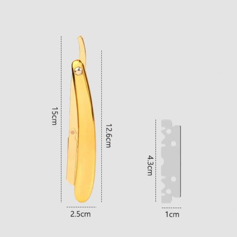 Stainless Steel Razor With 10 Shaving Blades Electroplated Gold And Silver ABS Handle Mens Manual Folding Shaver Barber KnifeM240814