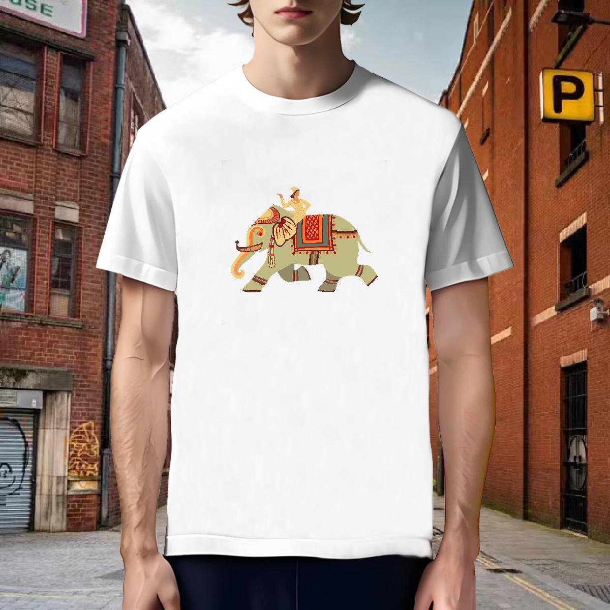 Brand T-Shirts for Men elephant Short Sleeve Soft Beach Plus Size Cartoon 230g 100% Cotton Tshirts 2024 Designer Tees Shirts