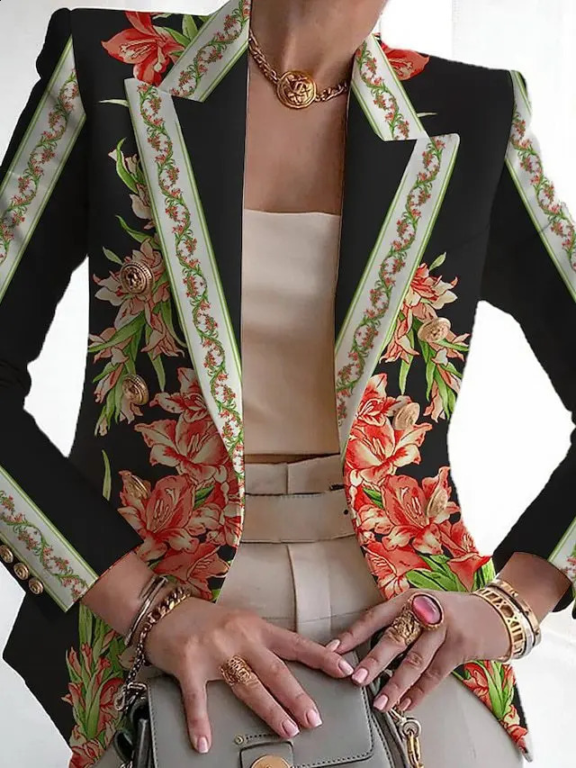 Autumn Beauty Clothing Fashion Printed Suit Slim Small Suit Commuting Office Ladies Clothing Blazer Women 240813