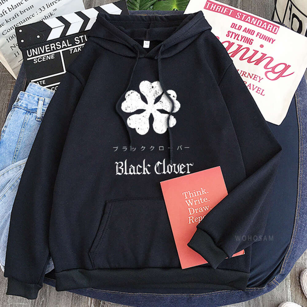 Anime Haruku Manga Black Clover Hoodies Unisex Long Sleeve Hip Hop Streetwear Plus Size Winter Patchwork Men Sweatshirts