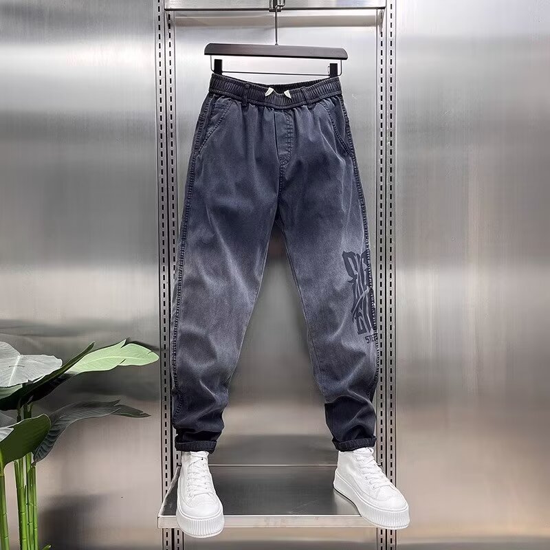 American summer jeans men's cropped versatile design trendy fashion slim casual pants