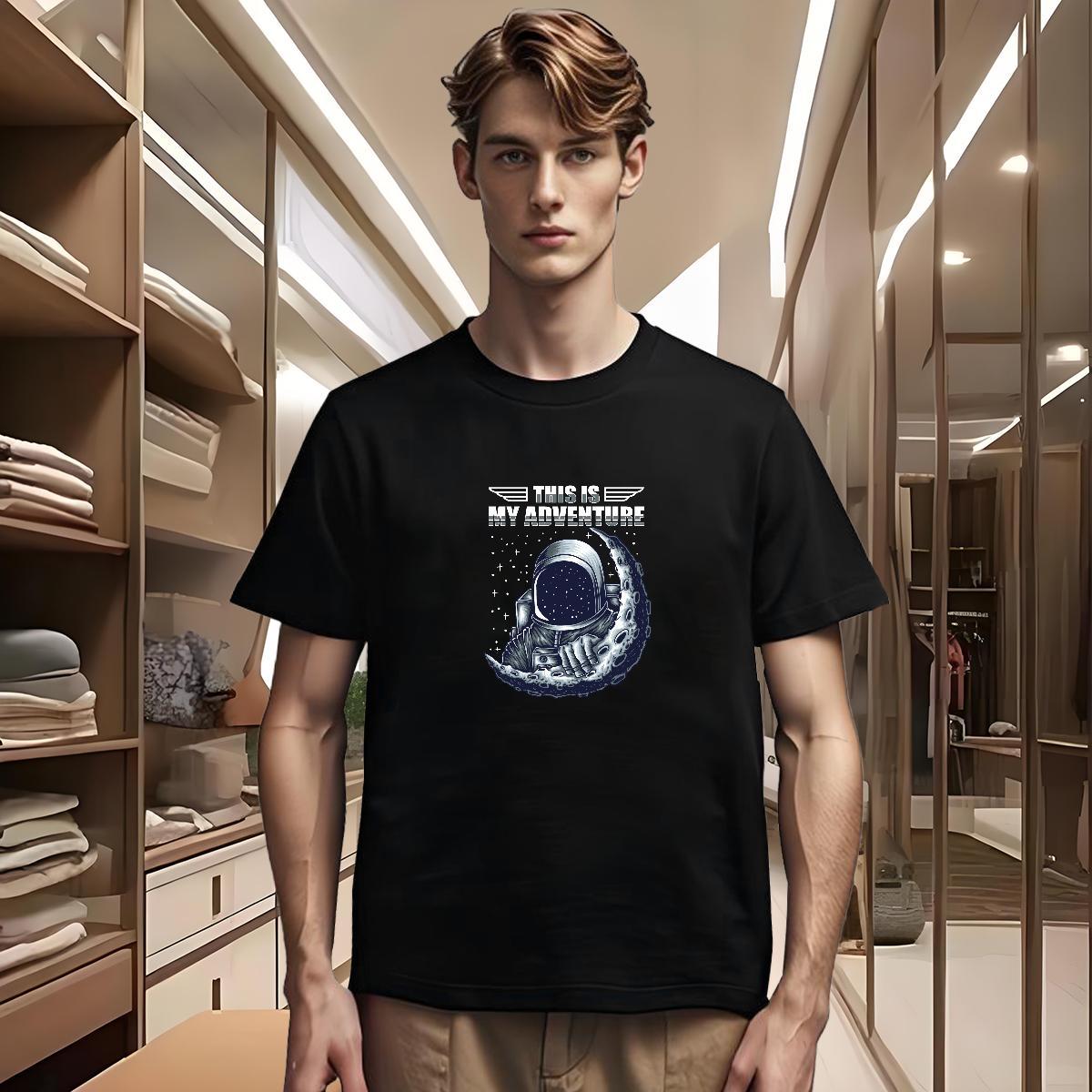 Mens T Shirts 230g Cotton universe Summer Casual Breathable Crew Neck Floral Print Men Clothes T-Shirt 2024 New Classic Tees
