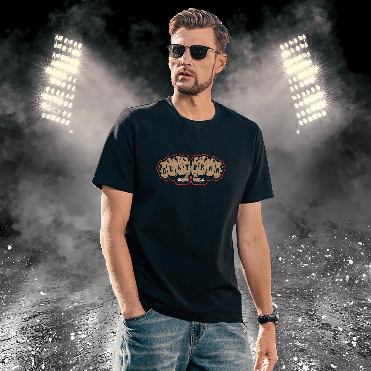 Man T Shirts 100% Cotton 230g hands Casual Daily Wear Breathable Crew Neck Anime Men Tshirts 2024 New Loose Tops