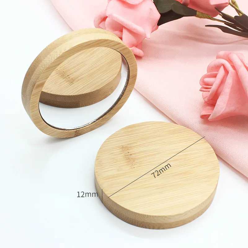 Nan Wooden portable makeup mirror gift mini round mirror beauty makeup repair mirror creative DIY W240813