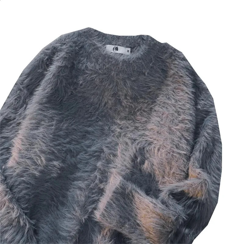 Y2K Men Sweater Harajuku Solid Color Loose Knitted Pullover Streetwear Men Gothic Vintage Oversized Knitted Sweater D98 240814