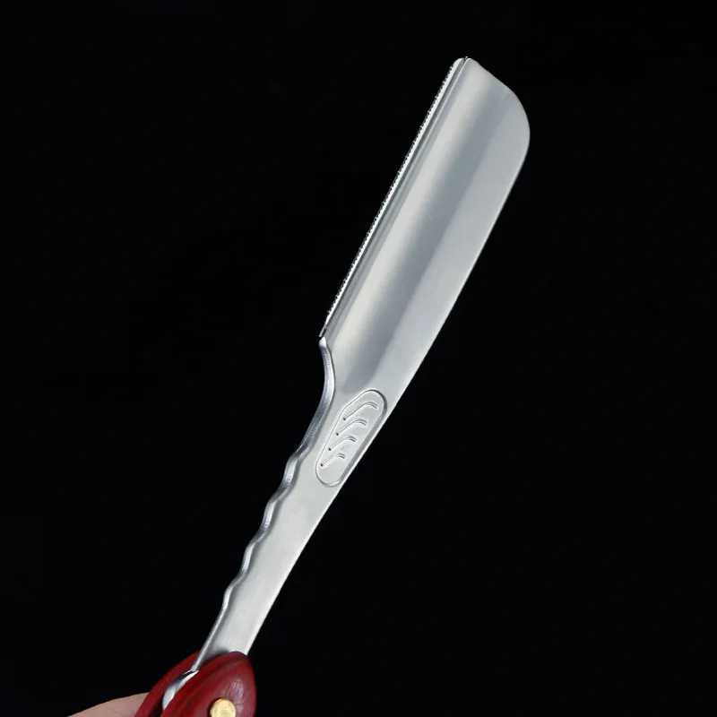 Professional Straight Edge Razor Mens Shaver Manual Barber Razor Zinc Alloy Wood Handle Razor Holder Beard Hair Removal ToolsM240814