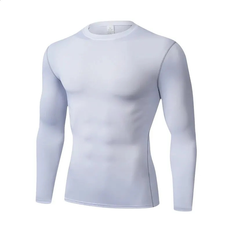 2024 Mens Long Sleeved Sports T-Shirt With High Elasticity And Quick Drying Solid Color Long Sleeves 240814