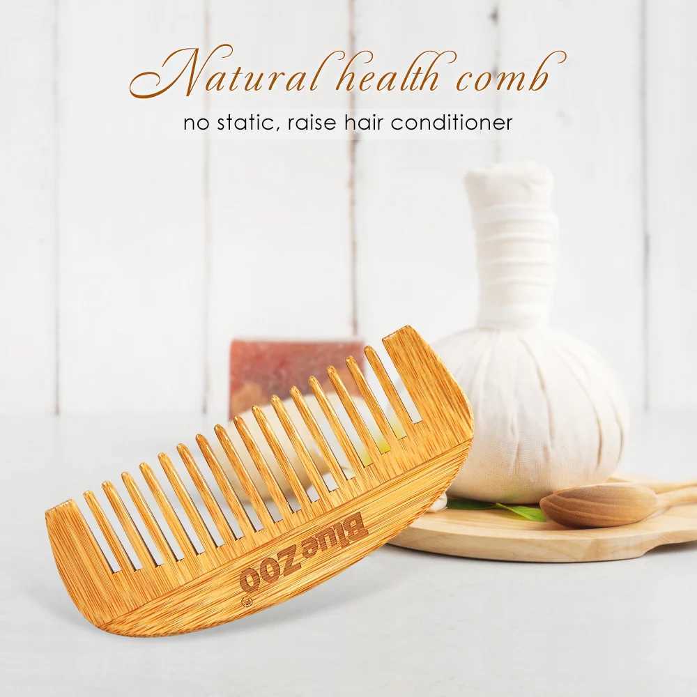 1 piece of natural bamboo and wood portable hair comb massage scalp anti-static mens beard comb 12 * 5.2cm womens hairstyle tool W240813