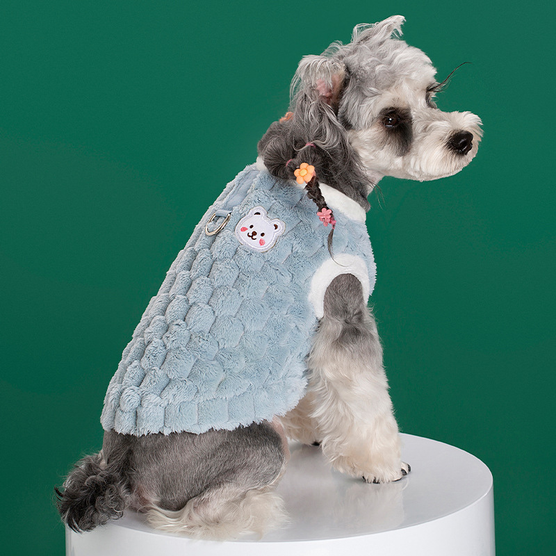 Autumn and Winter Pet Clothing Dog Thickened Warm Turtle Sweater Traction Cardigan Plaid Vest Cat Vest