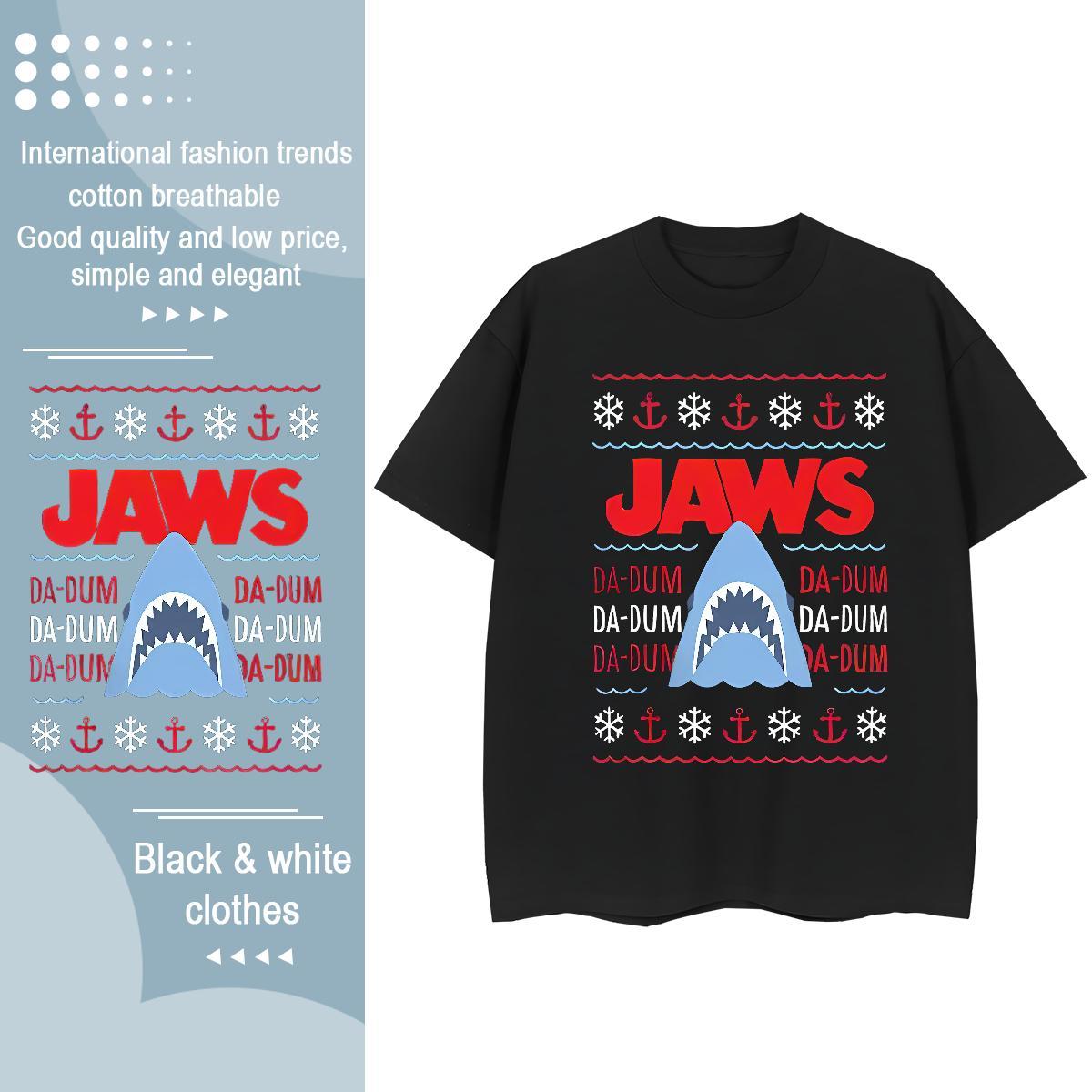 TOP Quality T Shirts Men shark Breathable Short Sleeve Daily Outfit Skull 100% Cotton 230g Men Tops Tees Fashion Casual Top Tees