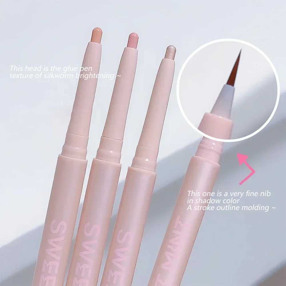 Double Ended Lying Silkworm Pencil Glitter Eyeshadow Enlarge Eyes Lasting Waterproof Matte Eyeshadow Pearlescent Eyeliner Makeup Y240813